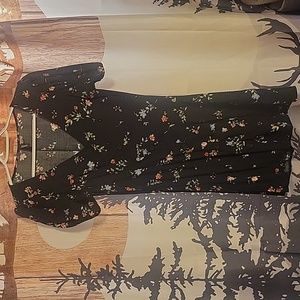 Divided by H&M black floral dress duster short sleeves